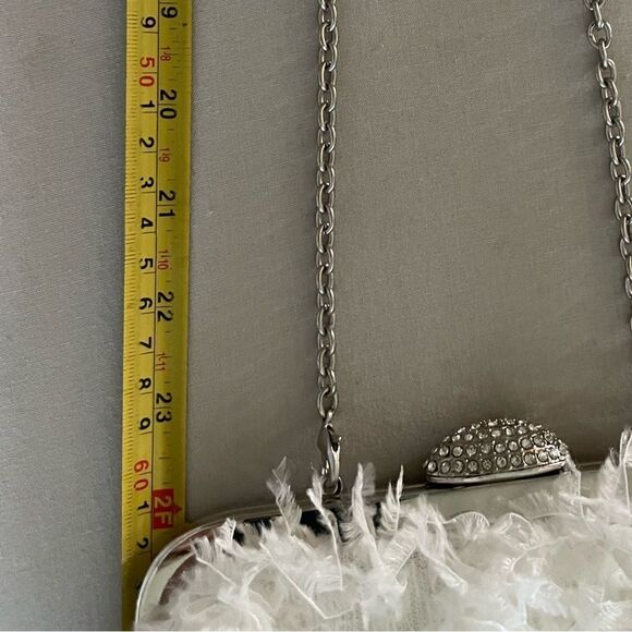 White Faux Feather Evening Bag - Picture 12 of 12